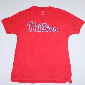 MLB Philadelphia Phillies Men Red Tee Shirt Harper 3 Majestic Size Large